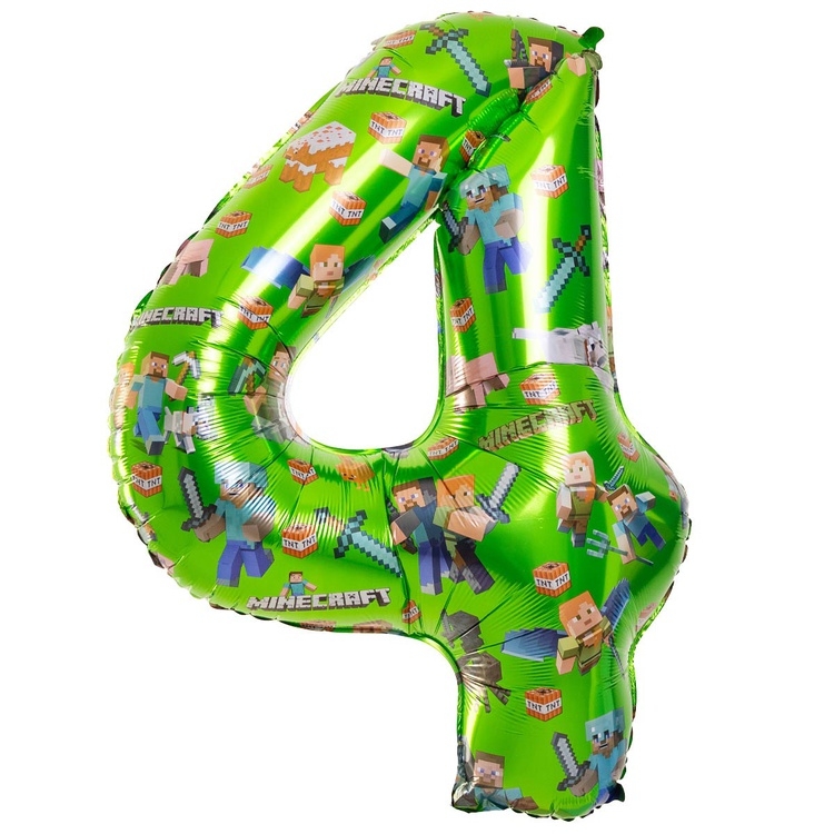 Шар Цифра "4" Пиксельные Человечки (в упаковке)   