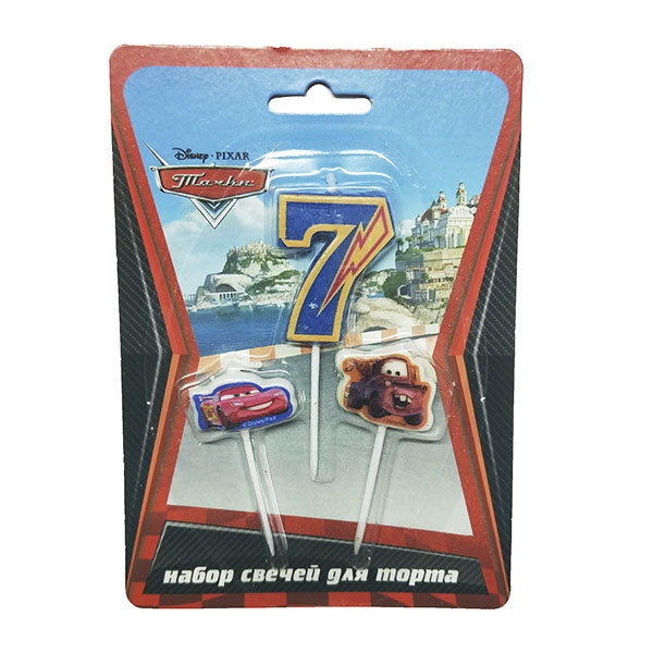 Свечи для торта (цифра 7, тачки 2шт) Дисней Тачки