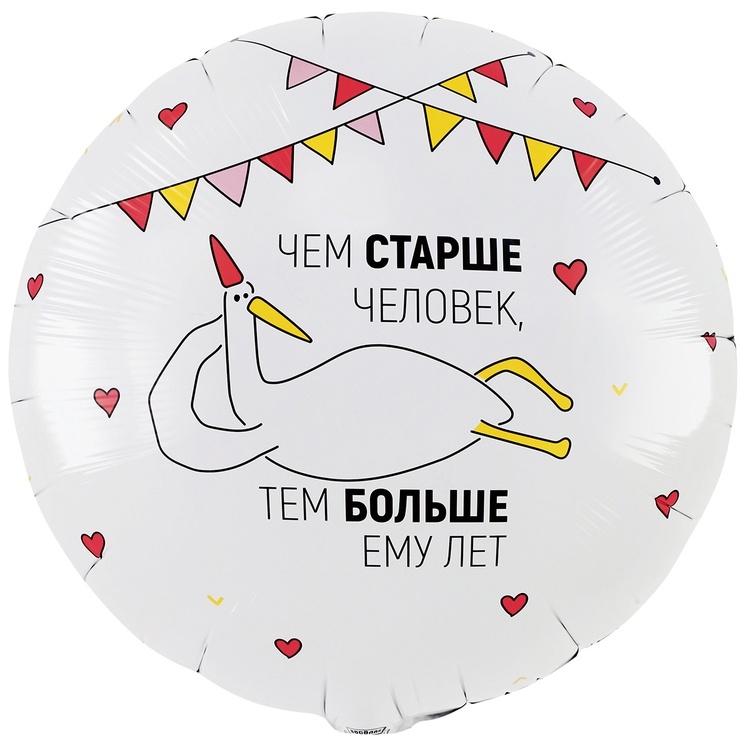 Шар Круг Чем старше человек, тем больше ему лет (в упаковке)  